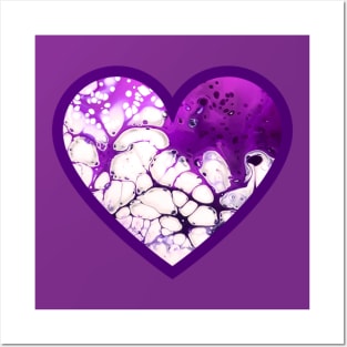 Lavender/Purple Paint Pour Heart Posters and Art